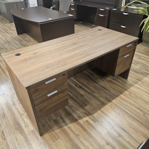 30 X 66 Double File Pedestal Desk Walnut Finish $499.00 New