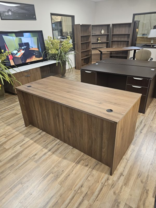 30 X 66 Double File Pedestal Desk Walnut Finish $499.00 New - Image 2